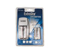 Kit Caricabatterie Caricatore Con 4 Pile Stilo AA Ricaricabile Ni-Cd Ni-MH 600mA
