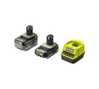 Ryobi Kit 2 Batterie Originali 18V ONE+ Lithium+ 4,0 Ah + 2,0 Ah con Caricabatterie, Indicatori Stato Carica, Compatibile con Tutti i Prodotti 18V ONE+, RC18120A-242X