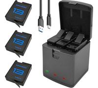 Kit caricabatterie per GoPro Hero 13 Black - Confezione da 3 batterie ricaricabili Enduro extra per Go Pro Hero13 GoPro13 tripla custodia di ricarica stazione di ricarica
