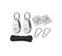 Kit Carrucola in Acciaio Inox con Fune 20 m - Resistente e Completo di Accessori