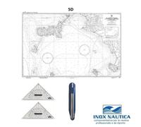 KIT CARTEGGIO NAUTICO SCUOLA PATENTE 2 SQUADRETTE + 1 COMPASSO + CARTA 5D