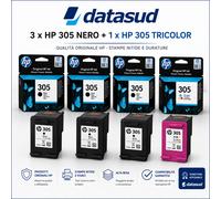 Kit Cartucce Originali HP 305 - 3 Nero + 1 Tricolor 3x 3YM61AE + 1 x 3YM60AE
