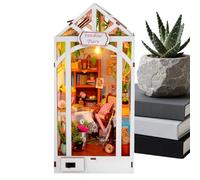 Kit Casa dei Libri | Mini Serra In Legno Kit Casa Dei Libri - Puzzle Decorativo per Cassetti Stabili Mensola - Scuola Biblioteca Aula Sala Living Natale Halloween