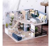 Kit casa delle bambole 3D Mini casa delle bambole in legno Costruzione di assemblaggio con kit di mobili Giocattoli Regalo di compleanno per bambini Puzzle 3D fatto a mano