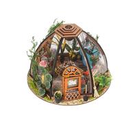 Kit Casa Delle Bambole Creativa Casa Da Giardino in Legno Chiaro a LED Puzzle 3D