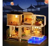 Kit casa delle bambole in legno fai da te più custodia antipolvere Puzzle 3D