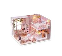 Kit casa delle bambole Mini in legno 3D, costruzione con puzzle di mobili fatti a mano(L-022-B with cover)