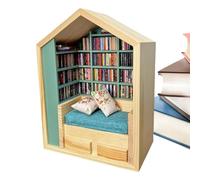 Kit casa in legno - puzzle fatto a mano | Piccolo mondo del legno con artigianato creativo e piccolo design della libreria | decorazione in legno per soggiorno e camera da letto | perfetto per la casa