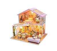 Kit casa in miniatura, casa delle bambole in legno fai-da-te con musica leggera a LED, kit di modelli artigianali fatti a mano, piccolo puzzle in legno, decorazioni per la casa,