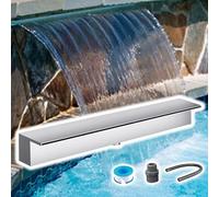 Kit Cascata a Filo Pavimento in Acciaio Inox da 43 cm per laghetto, Ideale per Piscine, parchi e Centri Commerciali - Accessori Completi per Uso Commerciale e Domestico (Argento)