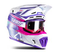 Leatt 7.5 V26 Casco da motocross con occhiali, bianco-rosa-porpora, taglia XL per maschi