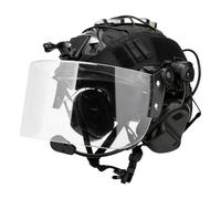 Kit Casco Tattico FAST con Visiera Facciale PC Staccabile | Cuffia di Comunicazione con Microfono, Supporto Action Camera, Luci di Segnalazione e Copertura Mimetica