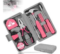 Kit Cassetta Attrezzi Rosa 24 Pezzi con Chiave a Brugola, Martello, Tagliafili e Metro a Nastro, Set di Riparazione Fai da Te Mini per Donne,Strumenti Piccoli Portatile Compatta per Uso Casa e Ufficio