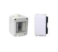 Kit Cassetta Elettrica IP55, Completa Di Frutti Compatibile Con Vimar Plana, 1 Modulo Interruttore Unipolare, Contenitore Con Coperchio, Da Muro Parete Esterno e Interno