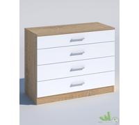 KIT CASSETTONE COMò 4 CASSETTI CM.70X40X72H EFFETTO LEGNO ROVERE BIANCO
