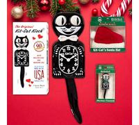 KIT CAT Klock Classic Black Holiday Special Set - 3 articoli - Kit-Cat Clock, Santa Hat (per l'orologio!), e albero ornamentale.