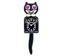 Kit Cat Klock Orologio classico nero con occhi a cuore magenta, iconico orologio a forma di gatto con occhi a cuore e coda mobili, orologio da parete a batteria, prodotto negli Stati Uniti, perfetto