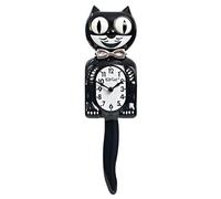 Kit-Cat - Orologio da smoking, edizione limitata, anniversario, nero con papillon cromato, occhi e coda in movimento classici