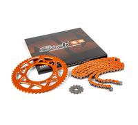 Kit catena 13x53-420 Stage6 alu CNC Arancione Derbi DRD Pro