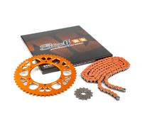 Kit catena 14x53 - 420 Stage6 alu CNC arancione Aprilia SX 50