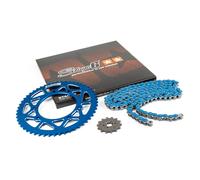 Kit catena 14x53 - 420 Stage6 alu CNC Blu Derbi DRD Pro