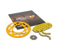Kit catena 14x53 - 420 Stage6 alu CNC giallo Derbi DRD Pro