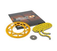 Kit catena 14x53 - 420 Stage6 alu CNC giallo Derbi Senda X-treme