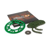Kit catena 14x53 - 420 Stage6 alu CNC verde Aprilia SX 50