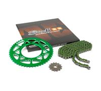 Kit catena 14x53 - 420 Stage6 alu CNC verde Derbi DRD Pro