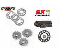 KIT CATENA CORONA PIGNONE PBR PER KAWASAKI EL 250 1997-2004 CODICE EK646 ECO