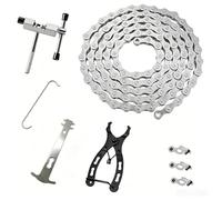 Kit catena per bicicletta, 9 velocità, include attrezzo per smantellare, pinza Master Link, controllo usura catena e 3 paia di maglie rapide
