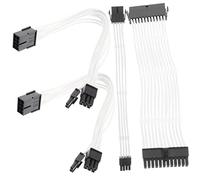 Kit Cavi Alimentazione PC Prolunga 12v Bianco Rame Abs per Modulari | Set 4 Pezzi, 20cm di Estensione, 24 Pin Atx, 4+4 Pin e 2x Pci-e 6+2