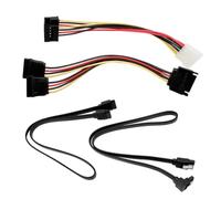Kit Cavi SATA III Completo: Cavi di Alimentazione e Dati SATA con Connettori Diritti e a 90 Gradi, Adattatore Splitter di Alimentazione e Adattatore Molex, Perfetto per SSD e HDD, Nero