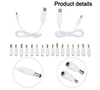 Kit Cavo Alimentazione DC con 8 Adattatori per Ricarica USB 5V 9V 12V Compatibil