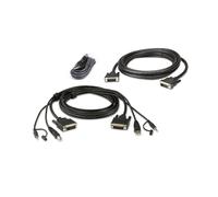 Ates 3 m USB DVI -D Dual Link Dual Display Set di cavi KVM KVM - 3 m - dvi -d - nero - tipo USB a - 35 mm - dvi -d - tipo USB B NEW