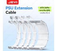 Kit cavo prolunga PSU JEYI - ATX 24 pin + EPS 8 pin + PCIe 6+2 pin | Filo di rame 18AWG | Manicotto premium con pettini per cavi