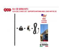 KIT CB SIRIO KIT1 FLEX-LOG 3, BASE 3/8", SUPPORTO ANTENNA INOX, CAVO 4MT RG 58