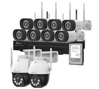Kit CCTV professionale Nivian 2K con 10 telecamere WiFi, visione notturna AI, doppio 16 canali H.265+, 2 TB