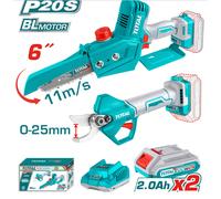 TOTAL : SET CESOIA+POTATORE a catena COMPLETO CON 2 BATTERIE 20V 2Ah-Art.48260