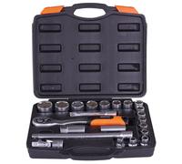 Kit chiavi a bussola in acciaio satinato 22 pezzi con chiave a cricchetto Brixo