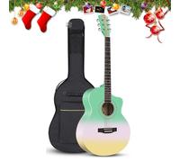 Kit Chitarra Acustica Per Principianti, Chitarra A Spalla Mancante Sunburst Bicolore Kit Base Per Principianti Adatto Come Regalo Di Natale(Verde chiaro,41 in)
