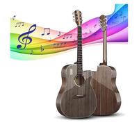 Kit chitarra acustica per principianti, chitarra acustica lucida, per principianti, adulti e adolescenti, strumento interamente in legno, con custodia e tutti gli accessori (grigio)