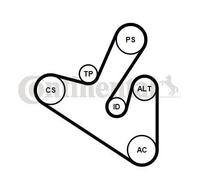 Kit cinghia trapezoidale multirighe con rullo tenditore 6PK1710K1 per PEUGEOT