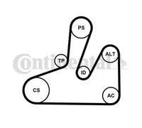 Kit cinghia trapezoidale multirighe con rullo tenditore 6PK1740K4 per PEUGEOT