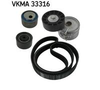 Kit cinghia trapezoidale multirighe VKMA 33316 SKF per PEUGEOT CITROËN FIAT