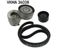 Kit cinghia trapezoidale multirighe VKMA 36038 SKF per RENAULT OPEL NISSAN VOLVO
