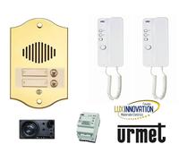 KIT CITOFONO BIFAMILIARE URMET CON PULSANTIERA OTTONE ORO LA PANORAMICA 2 PULS