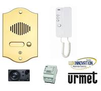 KIT CITOFONO MONOFAMILIARE URMET CON PULSANTIERA OTTONE ORO LA PANORAMICA 1 PULS