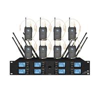 Kit Citofono Wireless Microfono wireless UHF professionale Microfono palmare a 8 canali Microfono lavalier Microfono for conferenze Stage Performance(Headset microphone)