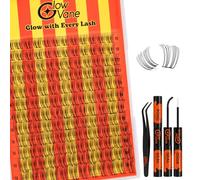 Kit cluster, Glowvane Wispy Eyelashes Individual Clusters 10-18mm D Curl, Reusable Eyelash Cluster Kit with Lash Bond and Seal and Tweezers (Flake A03)